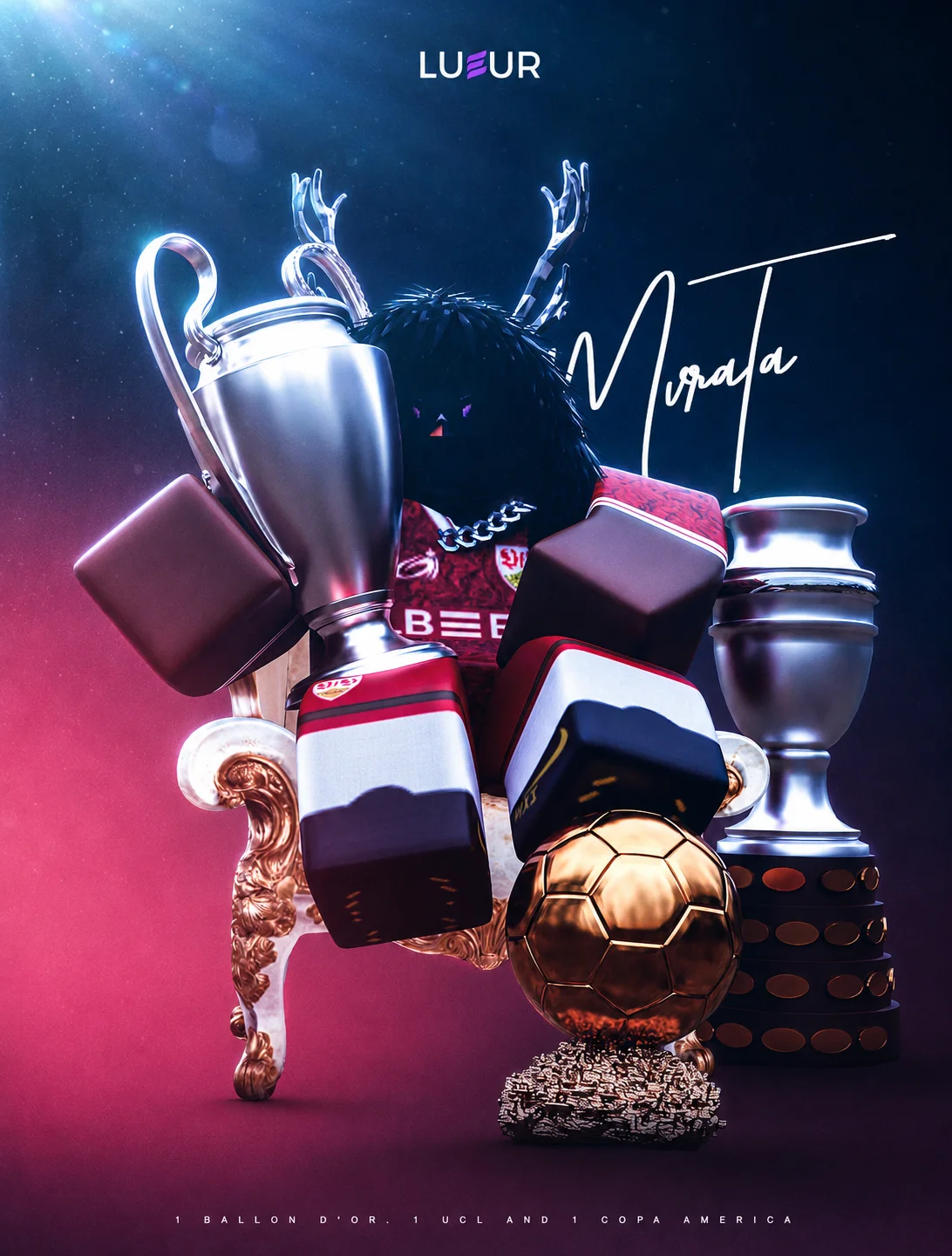 Card com Bola de Ouro, UCL e Copa América
