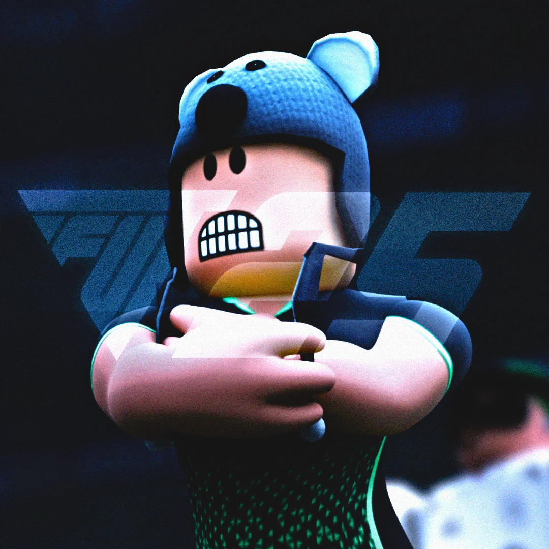Personagem de Roblox com gorro de urso